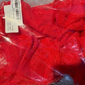 NWT Red Lace Long Sleeve Top-Size Medium